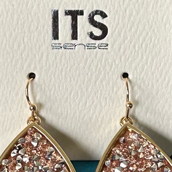 New Rose Gold Druzy Tear Drop Earrings - Picture 4 of 5